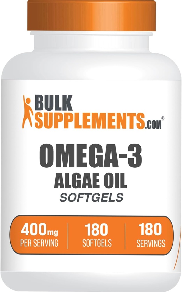 BulkSupplements.com Omega-3 Softgels - de l'huile d'algue, huile d'algue Omega 3 Supplément - sans gluten, 1 Softgel par portion, 180 Compte (paquet de 1)