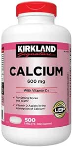 ikj Calcium 600 mg avec supplément alimentaire de vitamine D3 500 comprimés