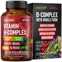 Complexe Vitamine B - B1= B2= B3= B5= B6= Biotin= B12= 5-MTHF - Astragalus & Whole Food Blend - Énergie, métabolisme et cerveau - Vitamines B pour les femmes et les hommes - Fabriqué aux États-Unis - 60 capsules, 60 jours