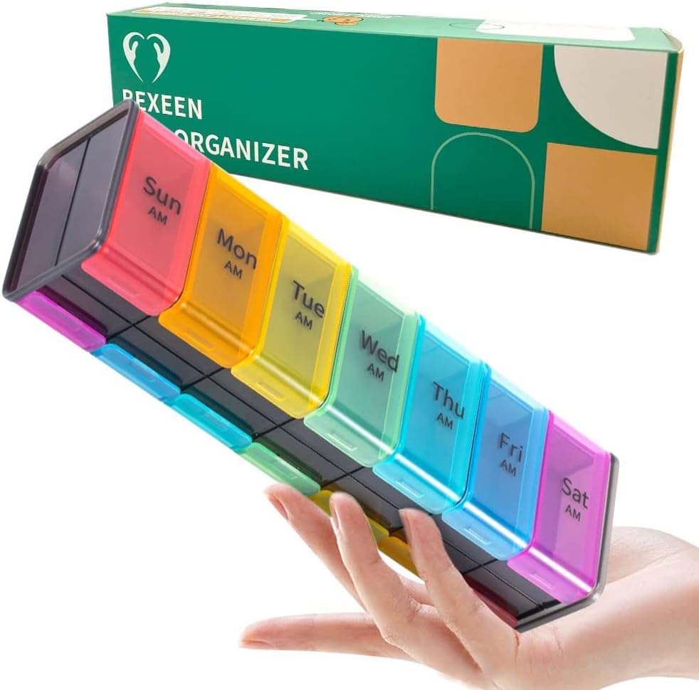 Extra Large Pill Organizer- XXL Pill Box 7 Day - Weekly Pill Organizer with AM PM Large Compartiments Big Pill Case for Supplements Jumbo Pill Holder for Vitamines Large Medicine Organizer 2 fois par jour
