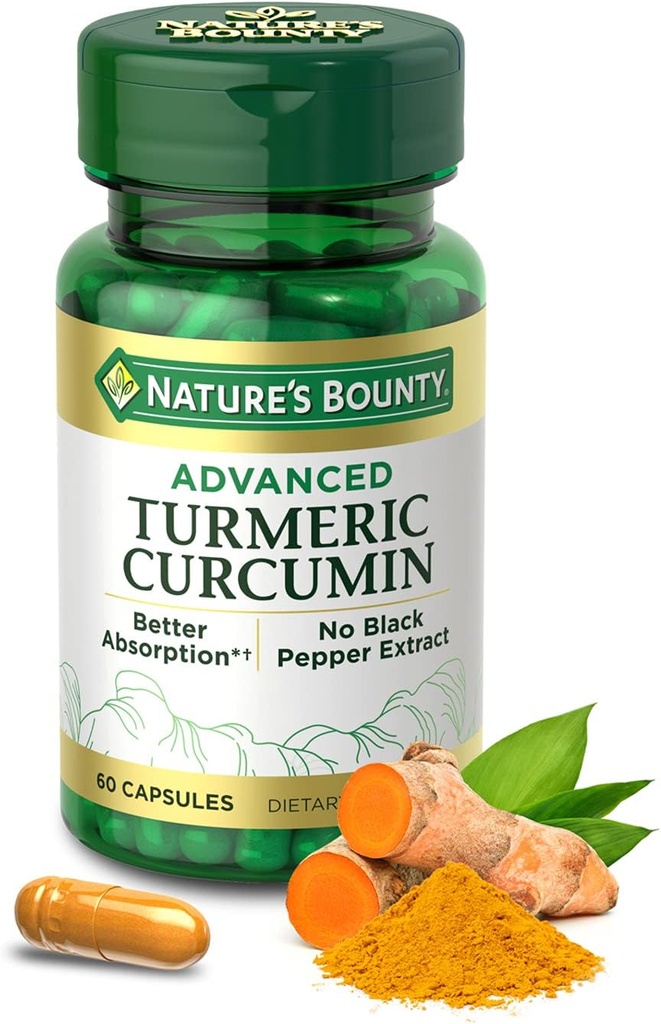 Nature's Bounty Curcumin Turcuma avancé, 60 comte