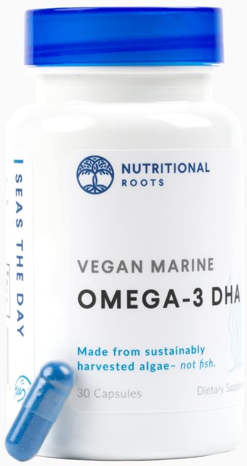 Omega 3 Algae DHA Vegan - supplément Omega 3 DHA, mélange Omega-3 à base de plantes d'algues organiques, de chia biologique et de graines de lin biologique tiers testé, choix du médecin, 1 mois d'approvisionnement, 30 capsules