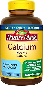 Nature faite de calcium 600 mg avec vitamine D softgels liquides 100 ea (paquet de 2)