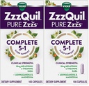 ZzzQuil Zzz pur sommeil complet, Melatonin 10mg, L-Theanine, GABA, avec Ashwagandha, et Magnésium, Melatonin aide au sommeil,100 comte (paquet de 2)