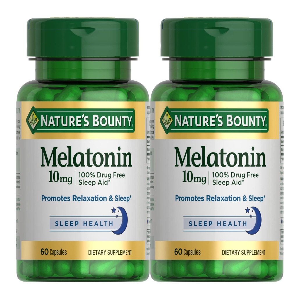 Mélatonine par Bounty de la nature, 60 comtes (paquet de 2)