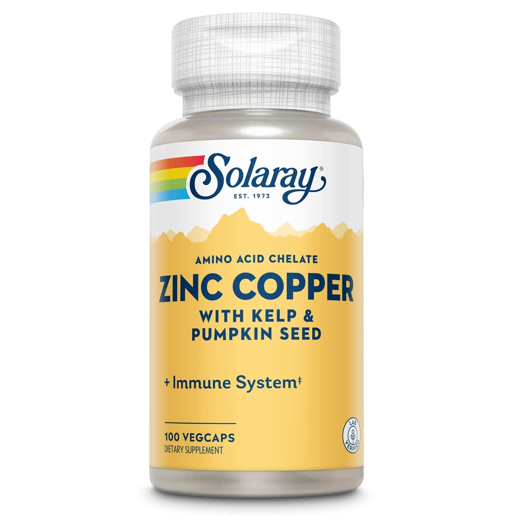 SOLARAY Zinc Copper Amino Acid Chelate, 100 VegCaps