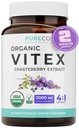 Organic Vitex Chasteberry Supplement for Women - High Strength Chaste Tree Berry Extract Supports Hormone Balance for Women from PMS to Menopause - Filler Free Vegan & Non-GMO (2 Month Supply)