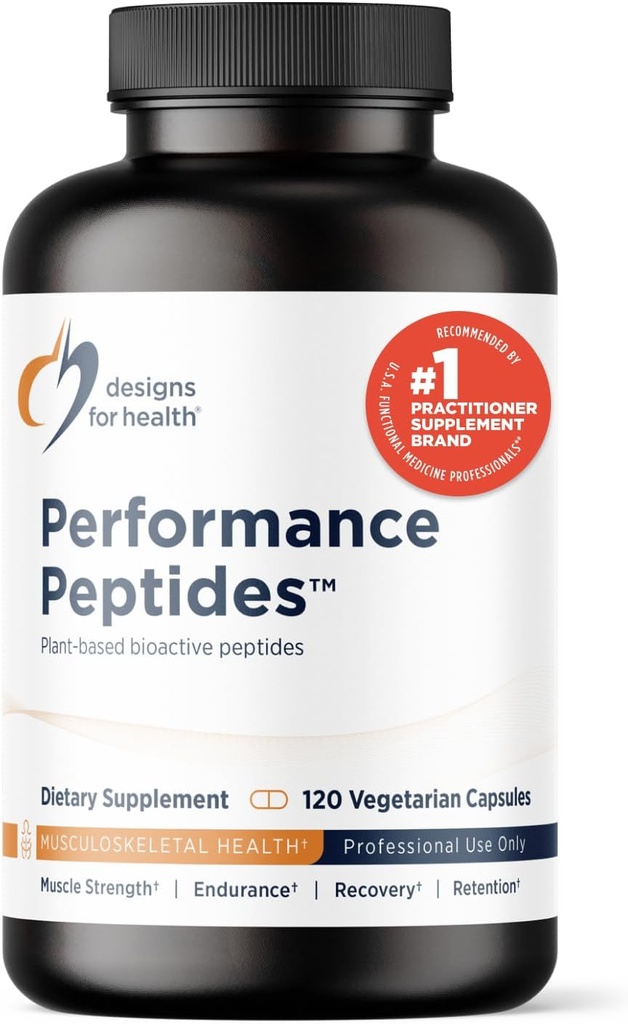 Conceptions pour la performance en santé Peptides - soutient la santé musculaire, le vieillissement en santé et la composition corporelle - Suppléments de récupération musculaire de peptide à base végétale (120 capsules)