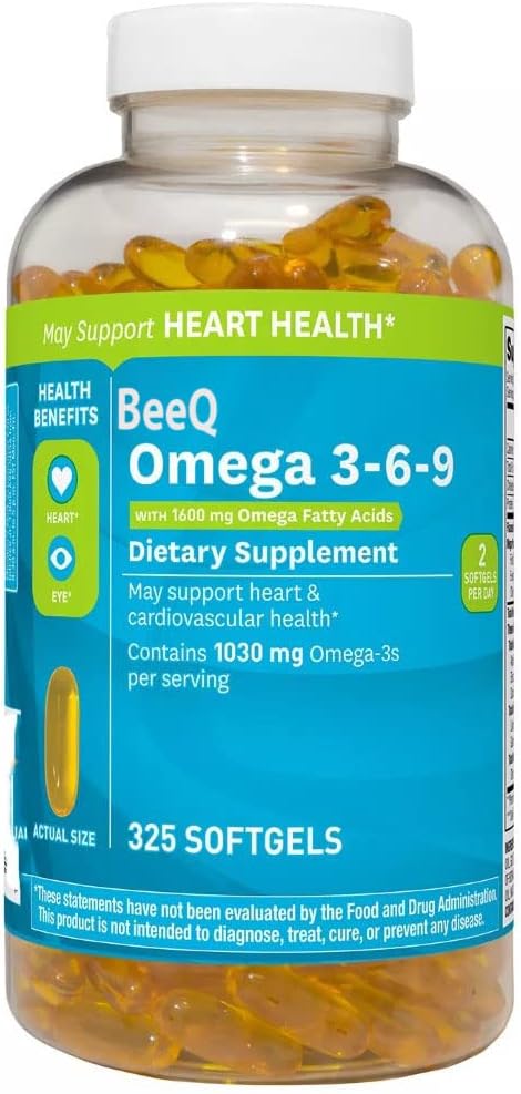 Omega 3-6-9 Supplément alimentaire (325 ct.) Peut soutenir la santé cardiovasculaire et cardiaque* Peut promouvoir la santé oculaire
