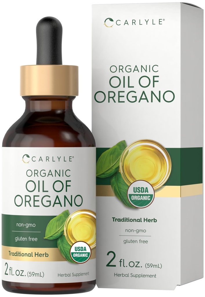 Carlyle Organic Oil of Oregano Liquid Drops - 2 fl oz - 1 Year Supply | Vegan Herbal Supplement | Non-GMO, Gluten Free