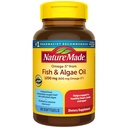 Nature fait Omega 3 suppléments huile de poisson et d'algue, 1200mg, huile d'algue et mélange huile de poisson, Omega 3 supplément pour le cœur, cerveau et les yeux, un par jour, 60 Softgels