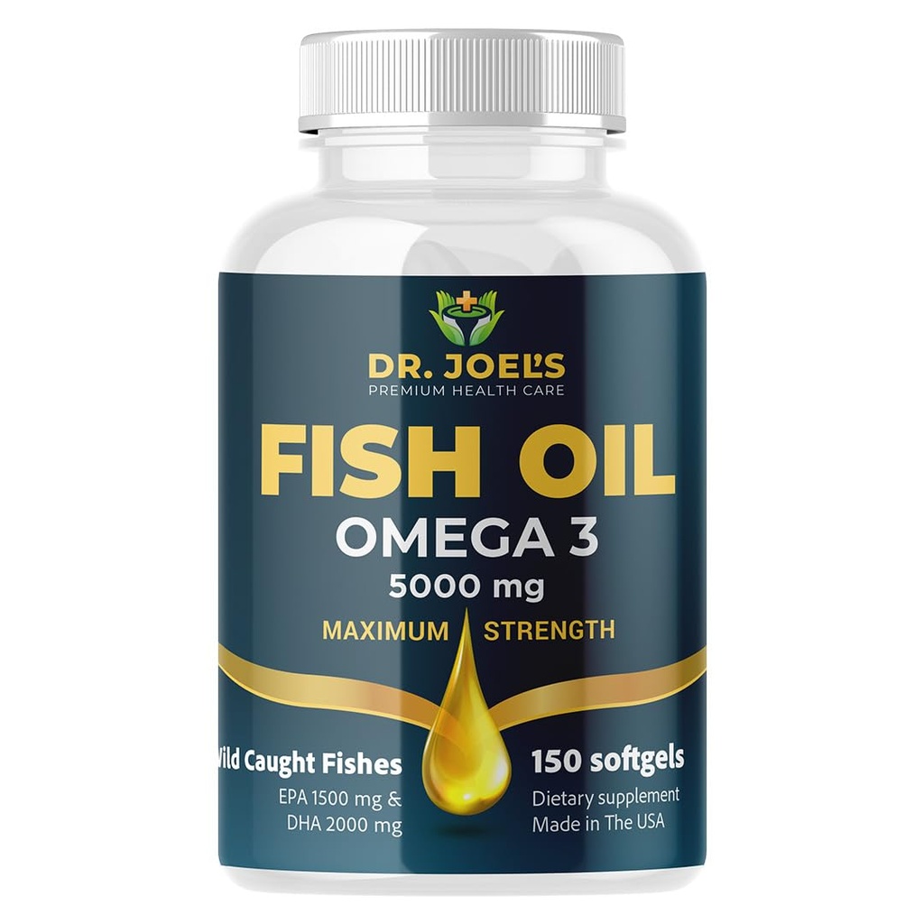 Fish Oil Omega 3 - No Fishy Burp - 150 Softgels - Non GMO - Made in The USA