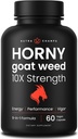NutraChamps Horny Goat Weed, 1000mg Epimedium Energy Supplement, 10X Strength Icariin, Ginseng, Tribulus & Maca Pills for Women & Men, Enhanced Absorption with Black Pepper, 60 Vegan Capsules