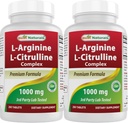 Meilleur complexe naturel L-Arginine L-Citrulline 1000 mg 250 comprimés (250 Nombre (paquet de 2))