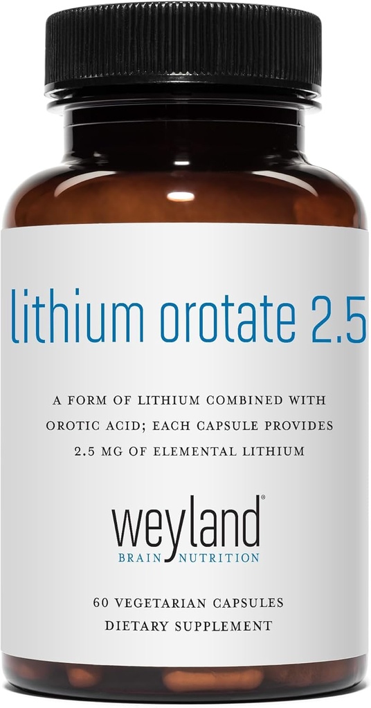 Orotate de lithium 2,5 mg (1 bouteille), 60 gélules végétariennes