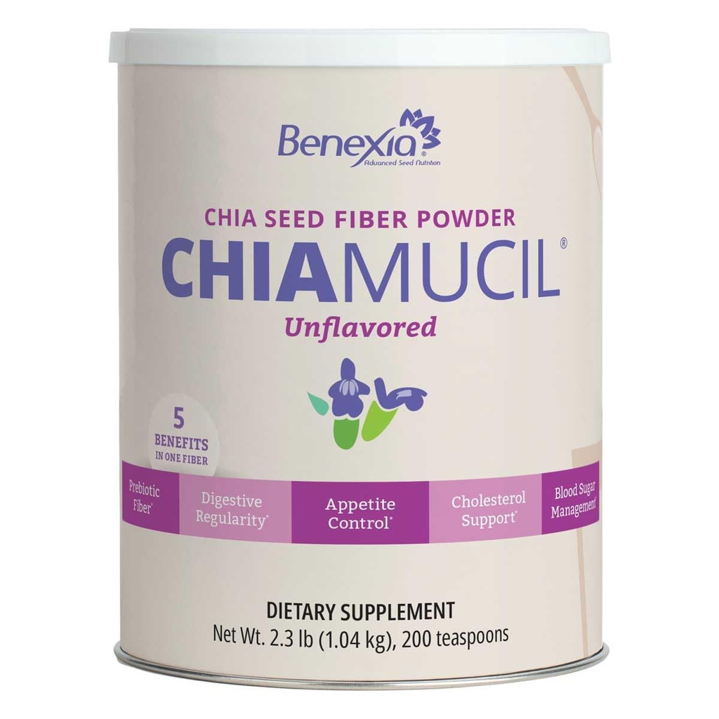 Poudre de supplément de fibre de chia prébiotique de Chia – pour le contrôle de l'appétit et la santé digestive – Chia Fibre et racine de chicorée (inuline) – sans gluten et sans sucre, végétalien, non-OGM, non aromatisé - 100 portions