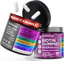 Biotin Hair Growth Bundle - Biotin Vitamins & Keratin Capsules + Hair Gummies with Collagen & Astragalus - Hair Skin Nails Vitamins for Women & Men | 60 Caps + 60 Gummies