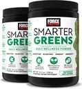 Facteur de force vert plus intelligent Daily Wellness Powder 2-Pack pour soutenir l'énergie, l'immunité et la digestion, Superfood Greens poudre avec des vitamines, minéraux et probiotiques, non aromatisé, 60 portions