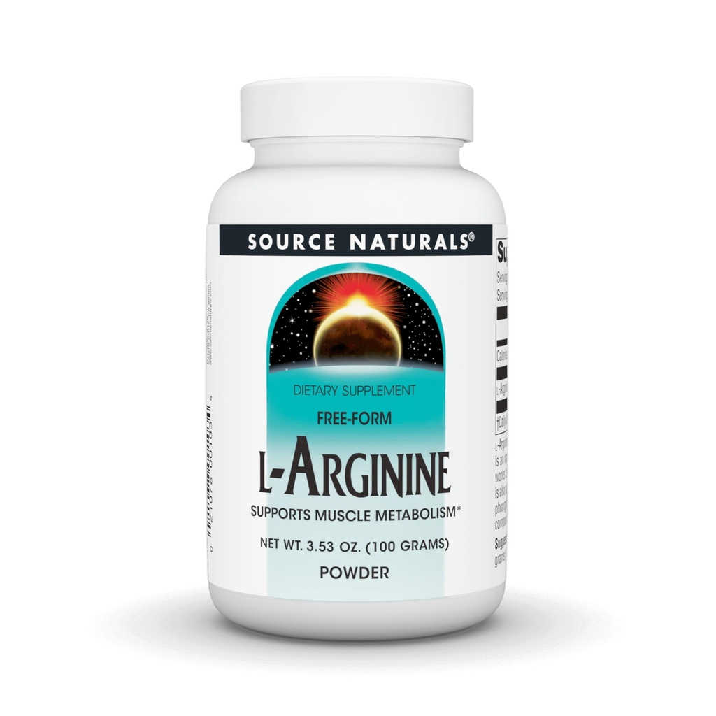 Source Naturals L-Arginine, Free Form, Supports Muscle Metabolism* - 3.53 oz. (100 Grams) - Powder