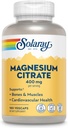 SOLARAY Citrate de magnésium 400mg - Supplément de magnésium - Santé osseuse, musculaire, relaxation et soutien de santé cardiaque - Absorption accrue, végétalien, sans gluten, garantie de 60 jours, 60 portions, 180 VegCaps