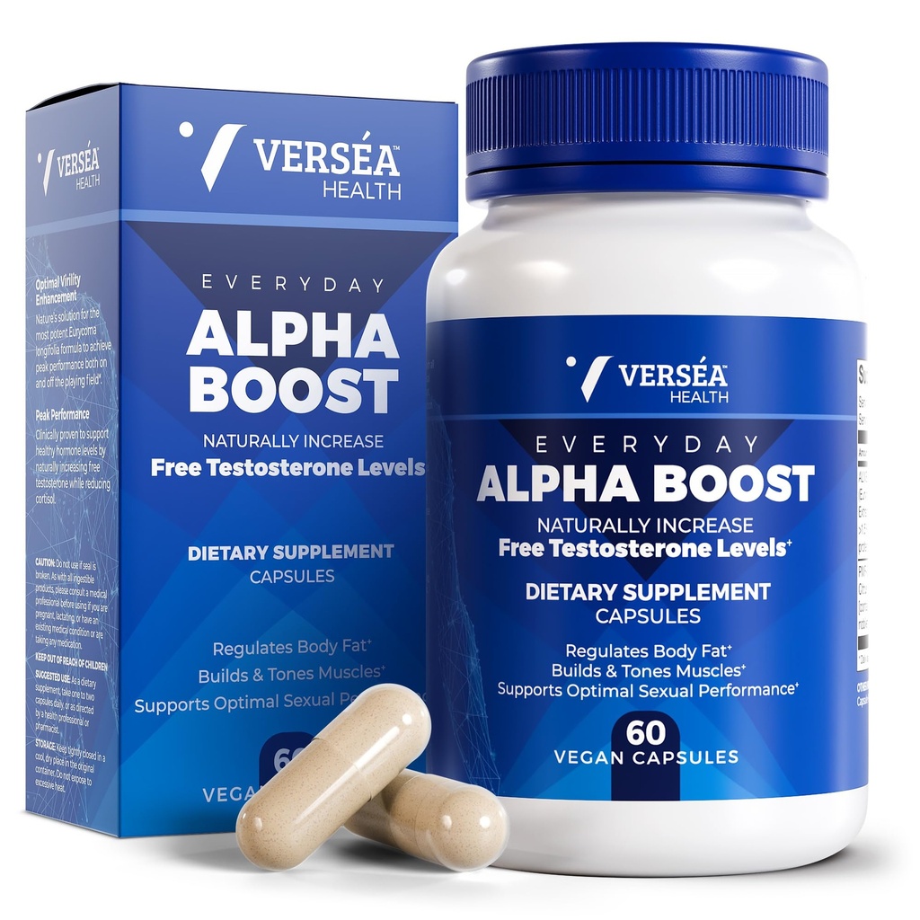 Alpha Boost – Support sans testostérone naturel, énergie, endurance, endurance et vitalité pour les hommes et les femmes, multivitamine pour le vieillissement et la performance en santé et utilise VESIsorb® (60 Ct)