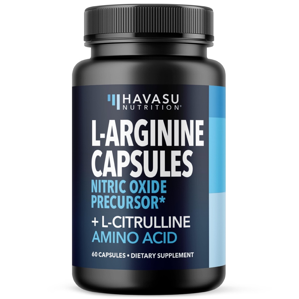 Capsules L-Arginine avec L-Citrulline - Supplément d'oxyde nitrique - L Arginine et L Citrulline - 60 Compte - Capsules Vegan, non OGM pour la performance, l'endurance et le soutien musculaire - 1 mois d'approvisionnement