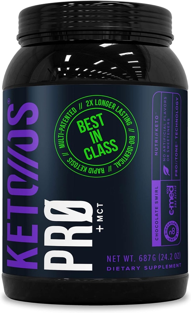 Pruvit Keto//OS Pro Chocolate Swirl + MCT Cétones - Supplément Keto//OS Pro pour stimuler l'énergie, améliorer la digestion et aider à combattre le processus de vieillissement - 30 services