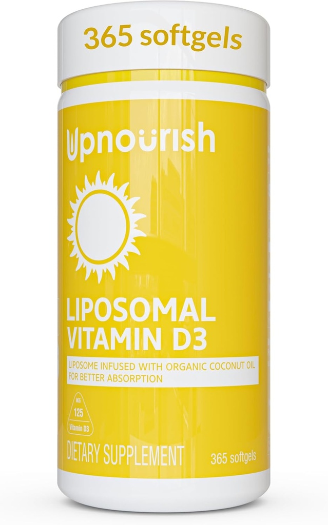 UpNourish Liposomal Vitamine D3 5000 UI Softgels - 1 an d'approvisionnement.