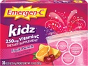 Emergen-C Kidz 250mg Poudre de vitamine C pour enfants, sans caféine, boisson de soutien immune mélange, parfum de punch de fruits - 30 comte/1 mois d'approvisionnement