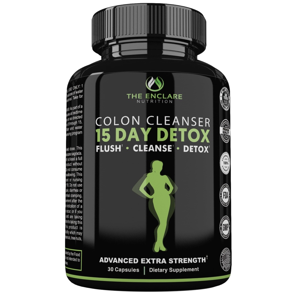 LA NUTRITION ENCLARE Colon Cleanse 15 Day Gut Cleanse Pills - Colon Cleanser pour les femmes et les hommes - Psyllium Probiotique Laxatifs pour Constipation, Bloating Relief, Detox Cleanse Weight Loss Support (1)