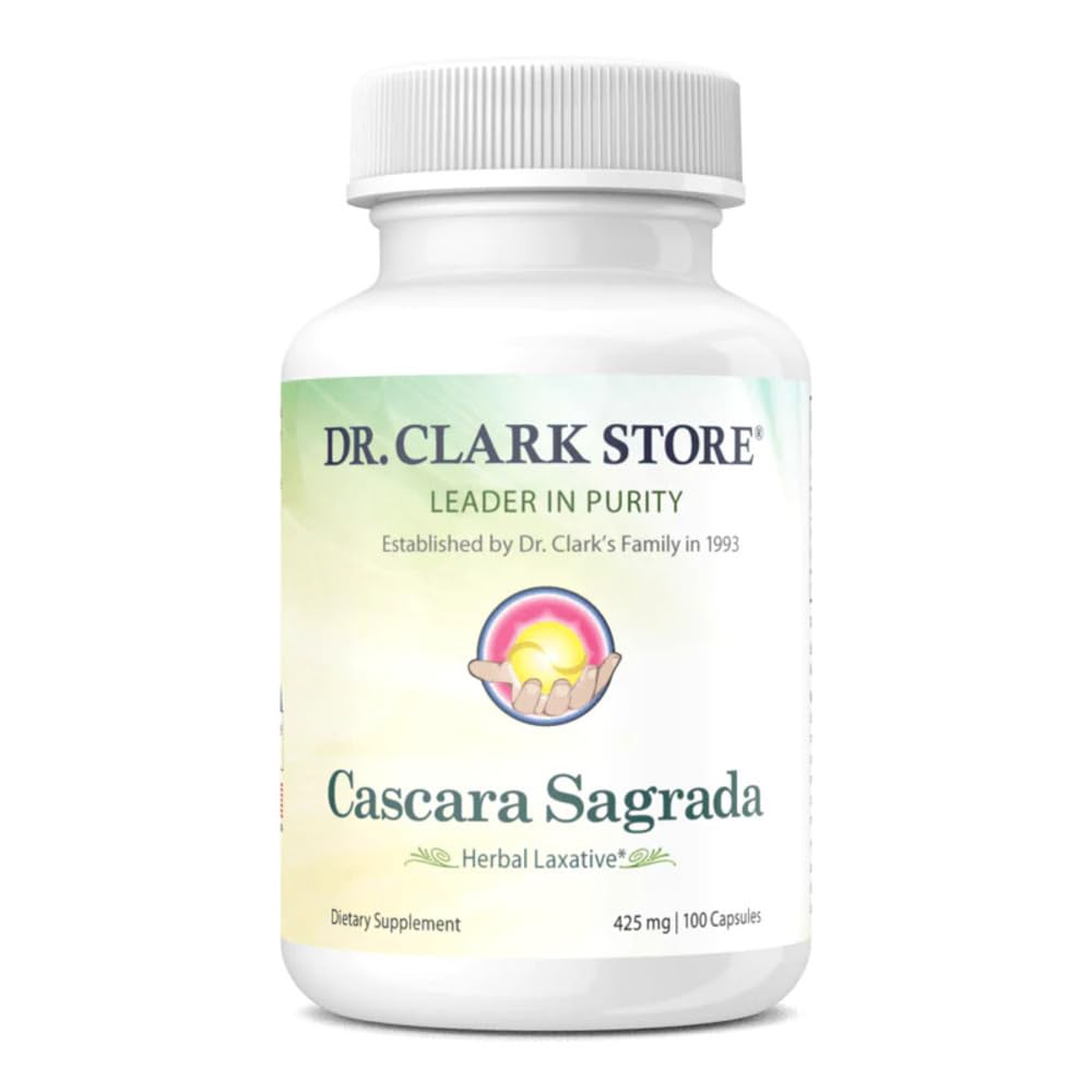 Dr. Clark Cascara Sagrada Herbal Laxative, 425mg, 100 Gelatin Capsules