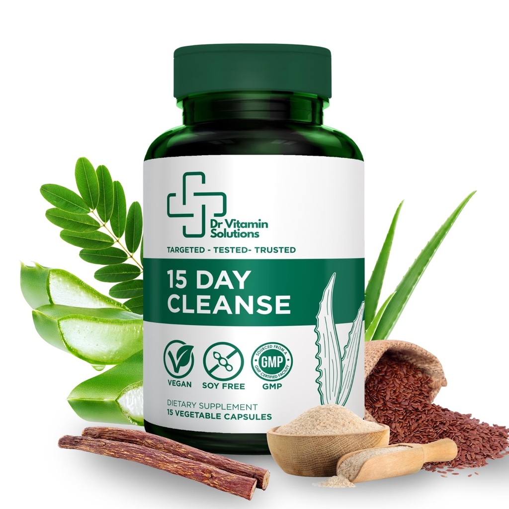 Nettoyage de 15 jours – Détox de colon naturel et soutien digestif avec Senna, Aloe Vera, Cascara Sagrada et probiotiques – Programme de nettoyage doux, végétalien, 15 jours