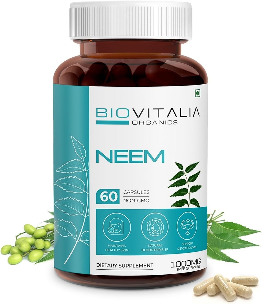 Biovitalia à base de plantes Neem 1000mg Capsule pour les hommes et les femmes