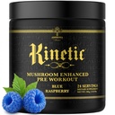 Ambrosia Kinetic Organic Preworkout, Supplément de pré-entraînement naturel de champignons amélioré, Poudre Nootropic Superfood pour l'énergie (framboise bleue)