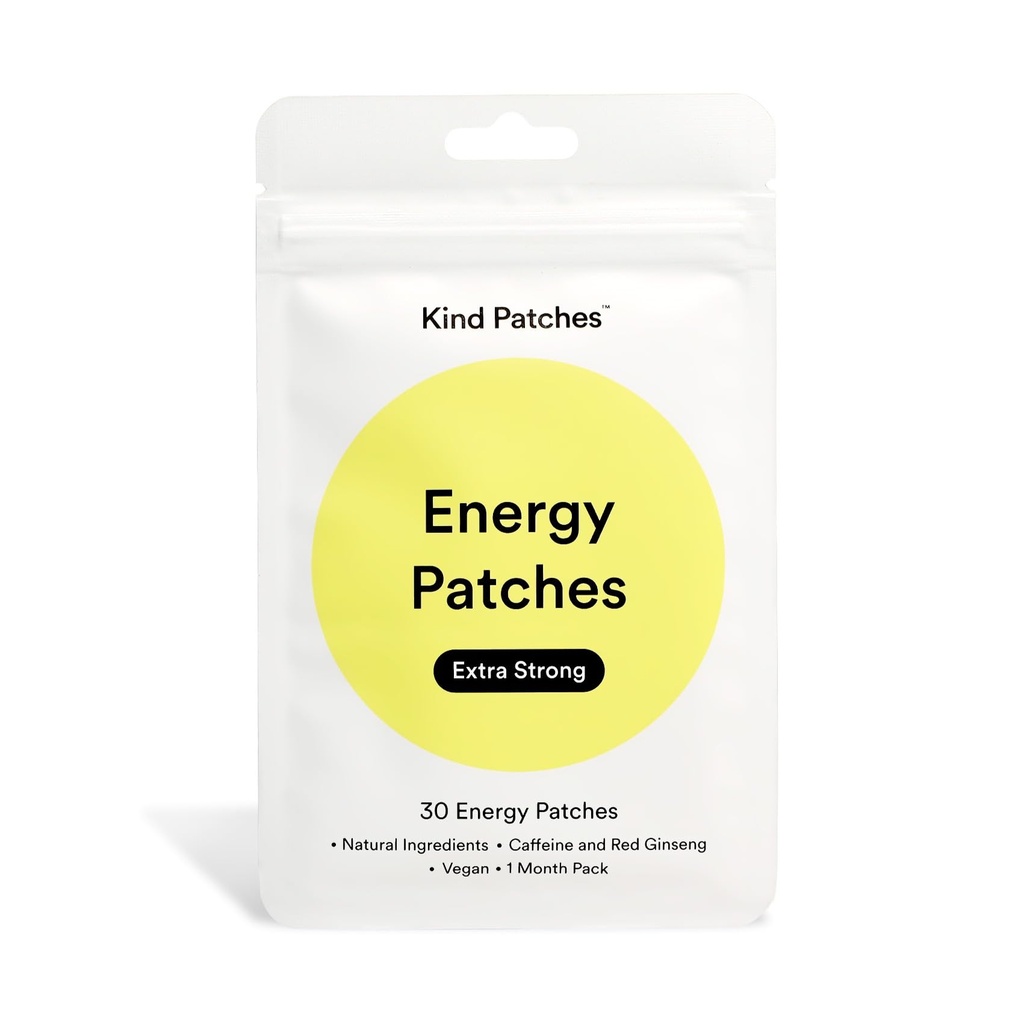 Kind Patches Energy Patches Extra Strong - Red Ginseng, L-Citrulline, and Guarana Extract - Vegan, Latex Free - 14 Count