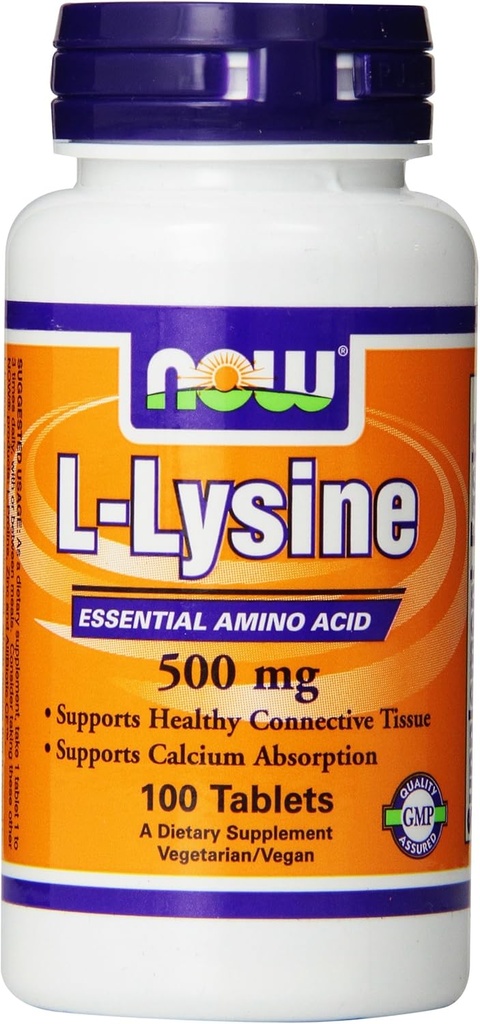 Now Foods Lysine 500 mg, 100 comprimés (paquet de 2)