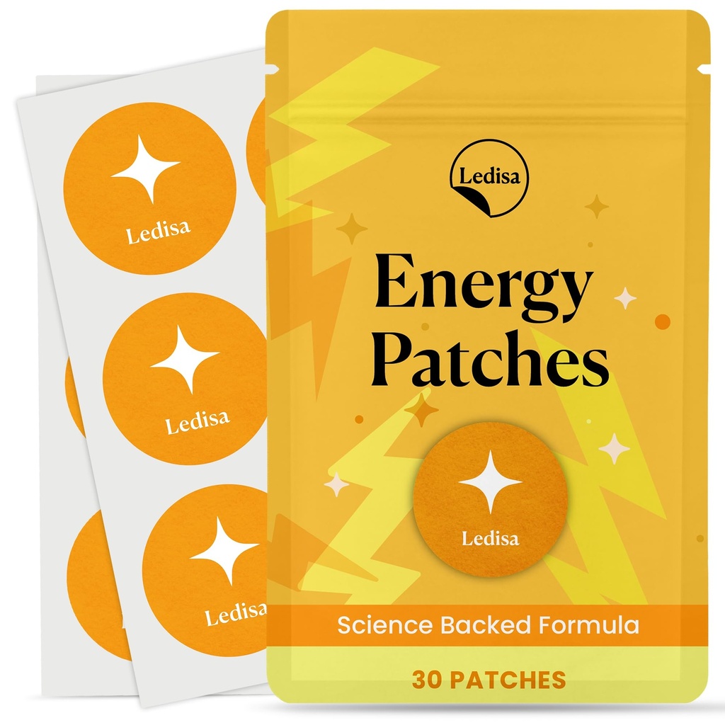 Energy Patches for Women & Men | 100% Natural Patch with Thiamine & Biotin | Energy, Focus, Body | 30 Day Supply