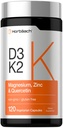 Horbäach Vitamine D3 K2= 5000 UI D3= 120 Capsules avec Magnésium, Zinc et Quercetin= Végétarien, Non-OGM, Supplément sans gluten