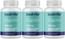 BESTVITE Cognizin Citicoline 500mg (180 Capsules végétariennes) (60x3) - Études cliniques Premium Choline Nootropic - Pas de stéarates - Vegan - Sans gluten - Suppléments Cerveau pour la Mémoire et la Focus