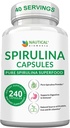 Spiruline Capsules 3000mg - 40 portions de Spiruline Organique Capsules - Riche en protéines, antioxydants et vitamines - 240 Poudre d'Espiruline Organique - Soutient la santé immunitaire et cardiovasculaire
