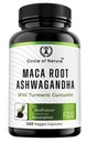Maca Root, Ashwagandha Root Extract, Capsules pour hommes et femmes avec Curcumine curcumine et Bioperine 120 Capsules fabriqués aux États-Unis