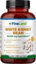 FineLand White Rein Bean Extract 10:1 – 19 500 mg Équivalent par portion, 210 Capsules Vegan – Supports Métabolisme de glucides et confort digestif – Non-OGM, Fabriqué aux États-Unis