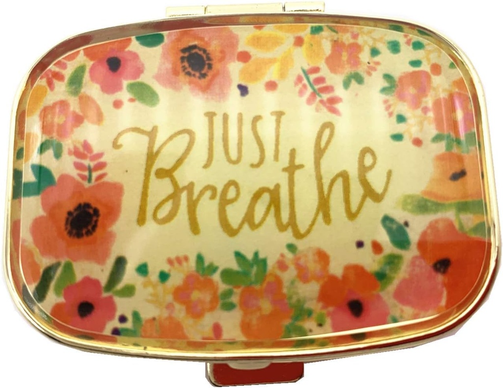 AmyZone Metal Pill Organizer Travel Friendly Portable Compact Pill Box Pill Case pour contenir des vitamines/tylénol/huile de poisson/compléments/médecine/comprimé pour la purse/pochette (juste respirer))