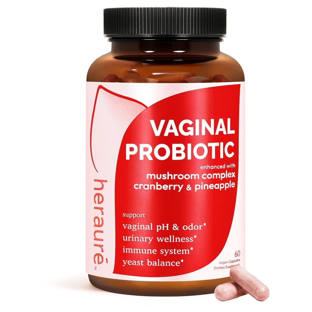 Probiotiques vaginaux HerAure pour les femmes - pH équilibré, odore vaginale saine, flore vaginale, équilibre des levures, probiotiques et prébiotiques pour les femmes, soutien immunitaire - prébiotiques et probiotiques de Lactobacillus,60CT