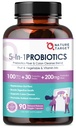 NATURE TARGET Probiotiques pour la santé digestive des femmes-hommes, les hommes-femmes probiotiques avec les prébiotiques, 100 milliards pour la santé Gut et immunitaire, pas de réfrigération, 90 capsules de légumes (45 jours d'approvisionnement)