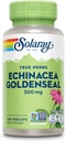 SOLARAY Echinacea Goldenseal - Mélange puissant de deux suppléments à base de plantes pour le bien-être - 250mg Ea Echinacea Racine et Goldenseal Racine - Non OGM, végétalien, sans gluten, garantie de 60 jours, 100 portions