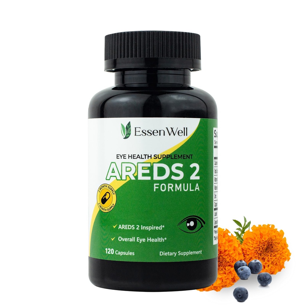 AREDS 2 120 Capsules + Multivitamin, Lutein and Zeaxanthin 20mg, 2-in-1 Eye Vitamin, Contains Vitamin C, D, E & Zinc