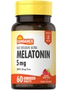 Sundance Melatonin 5mg Comprimés à dissolution rapide de 60 Comprimés Comprimés de fruits de mer naturels, sans OGM et sans gluten