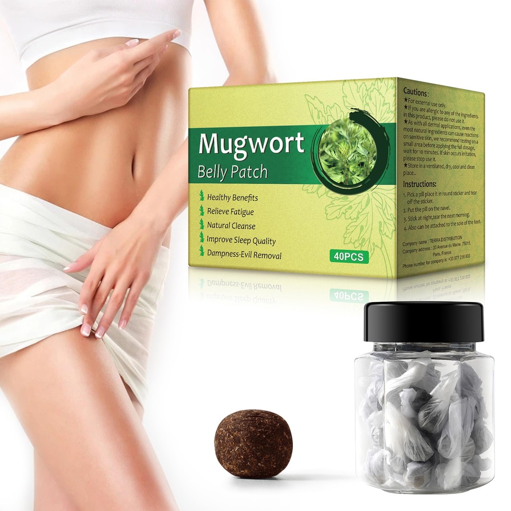 Sticker Navel de mugwort de 40pc-Natural Wormwood Essence Pills and Belly Sticke, Sticker Belly Moxibustion santé,Nettoyage naturel Dampness-Evil Removal,Soulager la fatigue,Améliorer la qualité du sommeil