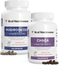 Vitamine D2, Zinc (120ct) et Chaga (120ct) avec un ensemble de Reishi - Soutien naturel pour la force immunitaire et la santé digestive - Vegan, sans gluten, sans OGM, extraits de champignons organiques